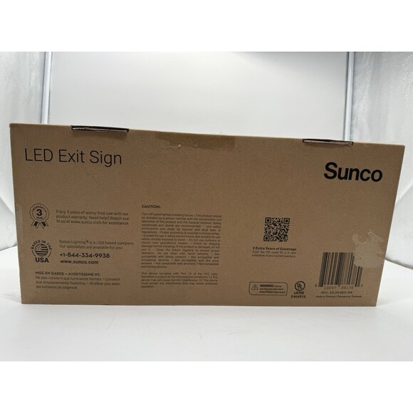 Sunco Red Exit Sign w Two Adjustable Square LED Emergency Lights 94V-0 Fire Resi - Picture 10 of 10